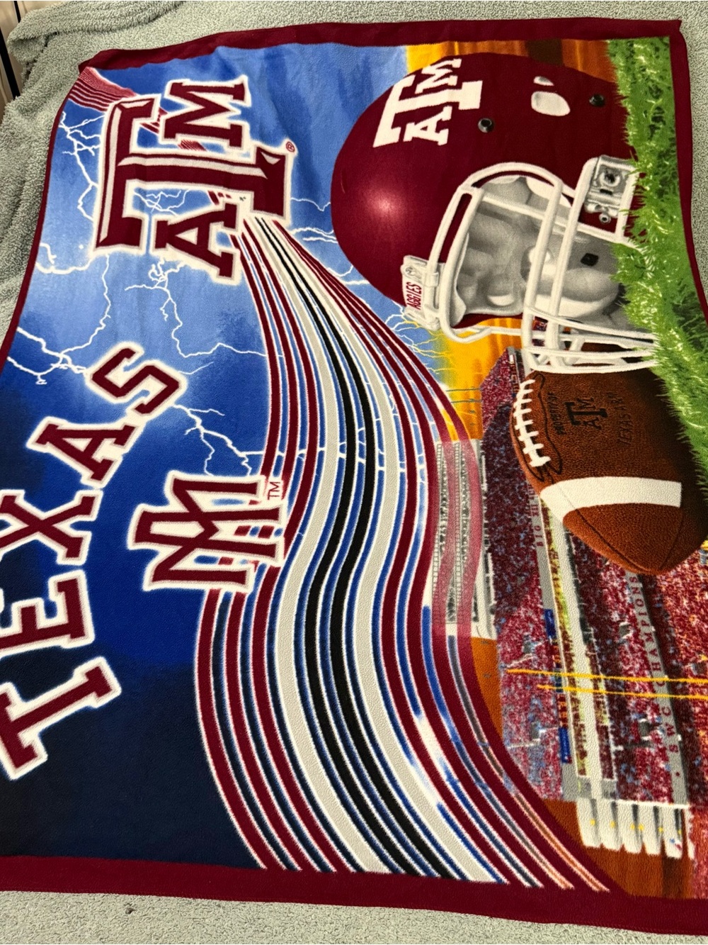 Texas A&M Stadium Wave Football 48” X 60”Fleece Throw Blanket